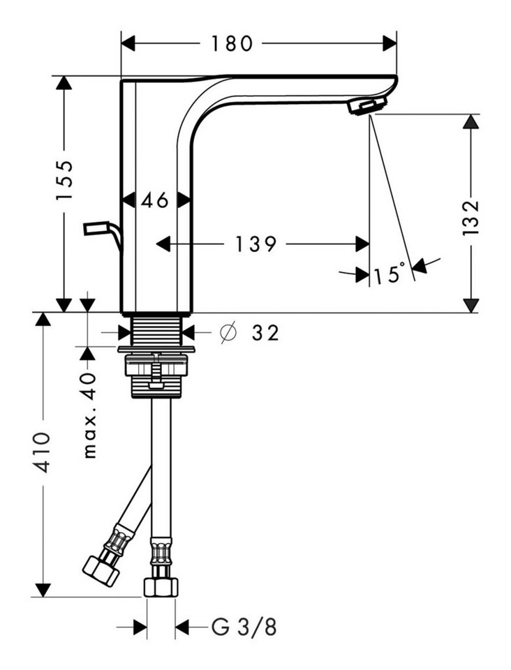 Thumbnail - hansgrohe Waschtischarmatur Axor Urquiola 130 Einhebel-Waschtischmischer mit Zugstangen-Ablaufgarnitur Chrom