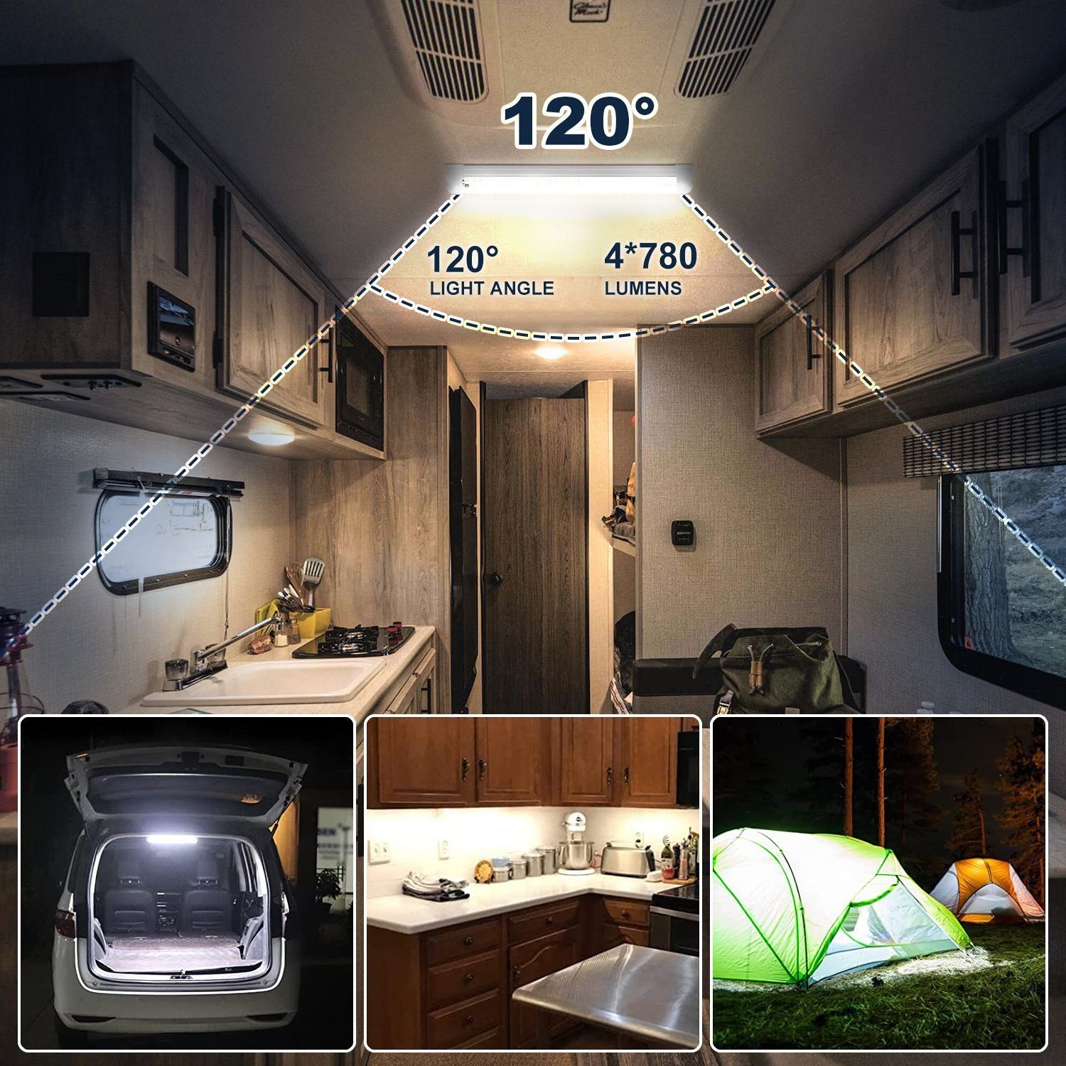 12V-80V 108 LED-Streifen SMD Auto Deckenleuchte für Wohnmobil Wohnmobil Bus  Wohnwagen Küche Badezimmer Weiß Innenstreifenbeleuchtung mit Ein /  Aus-Schalter (4 P