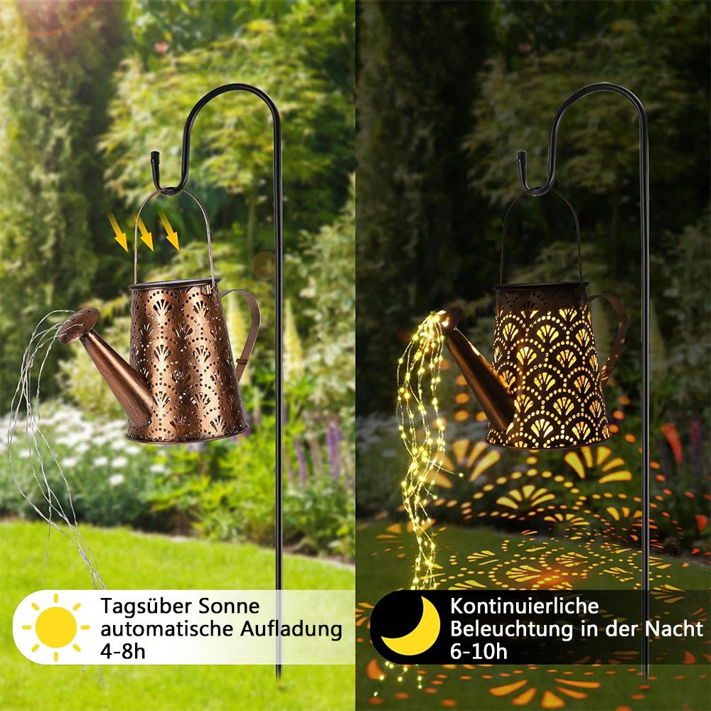 TUWENA LED Solarleuchte Solar Gießkanne Lichterkette, Wasserdicht Gartendeko Gießkannenlicht, Solarlampen mit Schäferhaken für Garten Hofweg Balkon Terrasse Dek – Bild 5 von 5