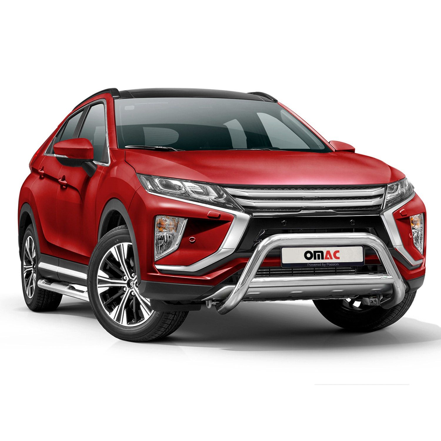 OMAC Frontstoßstange Frontbügel fürsubishi Eclipse Cross 2017-2022 ABE Stahl Silber, 1-St., Rostfrei,Wasserfest,Langlebig,Haltbar