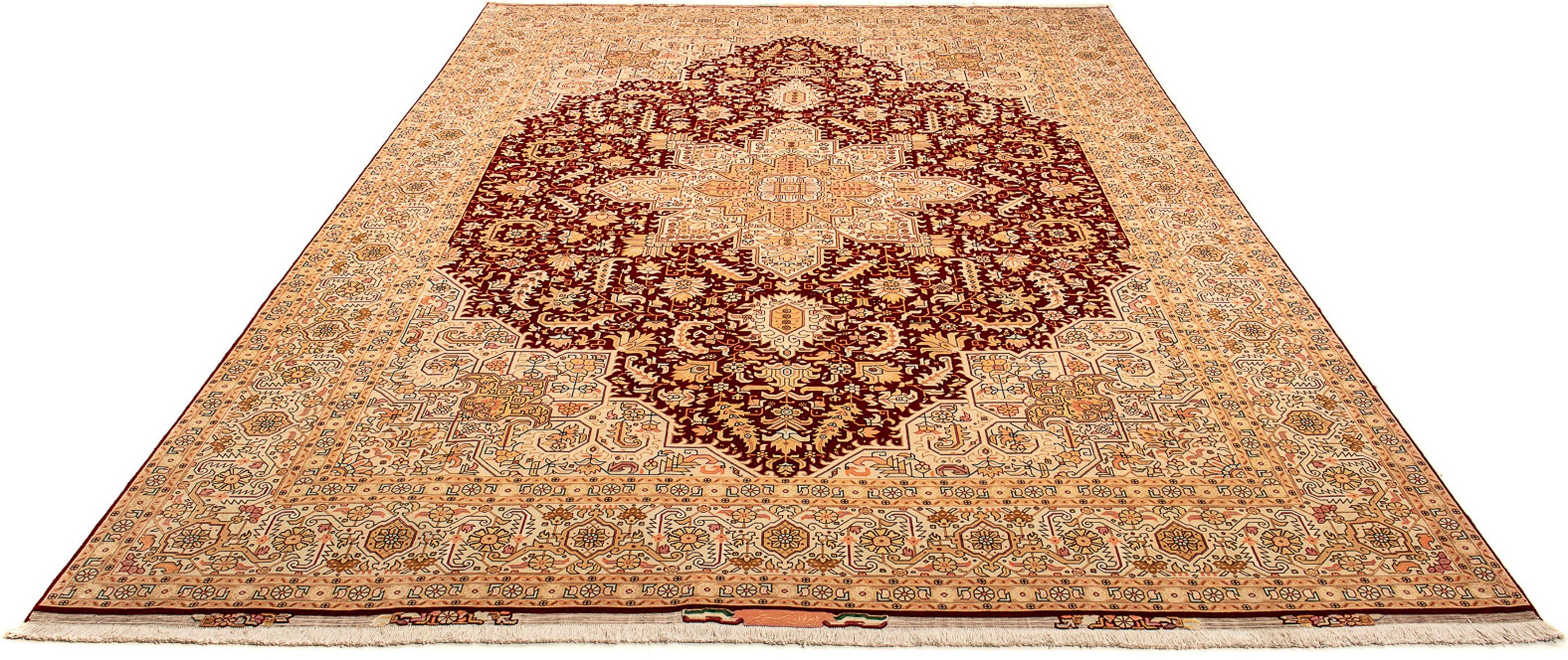 Orientteppich Perser - Täbriz - Royal - 360 x 253 cm - dunkelrot, morgenland, rechteckig, Höhe: 7 mm, Wohnzimmer, Handgeknüpft, Einzelstück mit Zertifikat