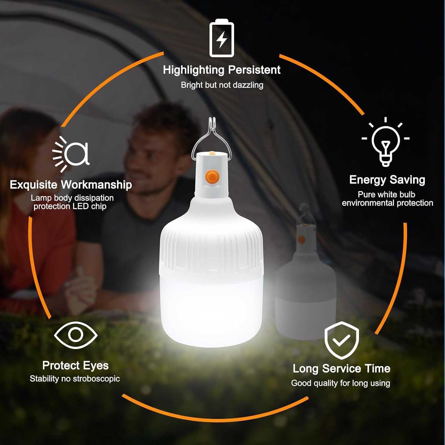 FELIXLEO LED Laterne 2 STK LED Campinglampe Wiederaufladbare 500LM Zeltleuchte – Bild 4 von 5