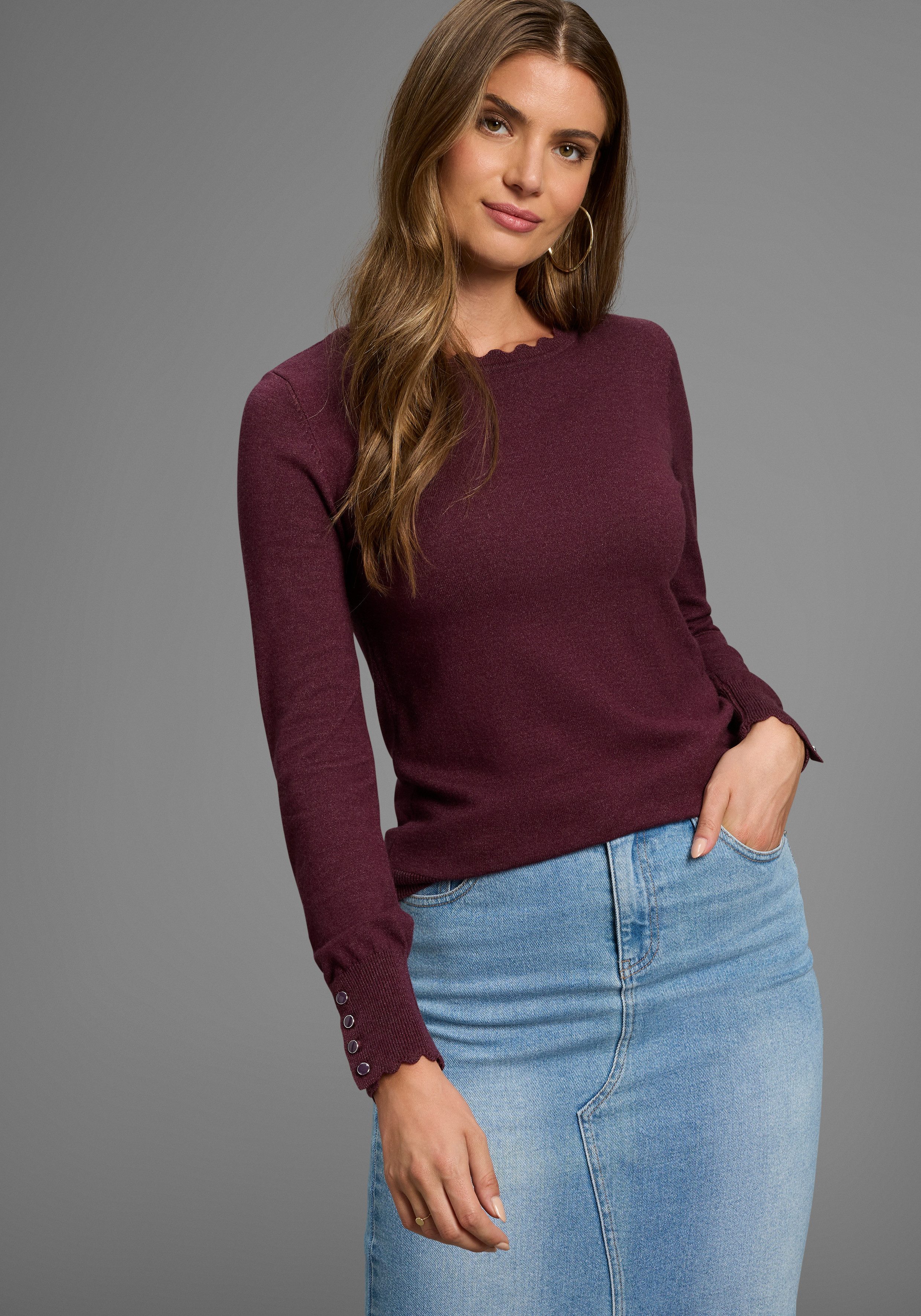 Laura Scott Strickpullover mit Wellenkante - günstig online kaufen