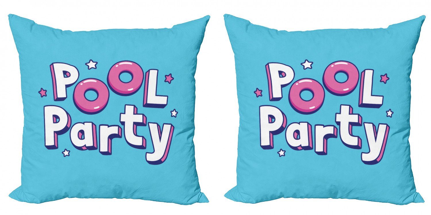 Pool-Party Abakuhaus Cartoon-Beschriftung Doppelseitiger (2 Digitaldruck, Stück), Kissenbezüge Modern Accent