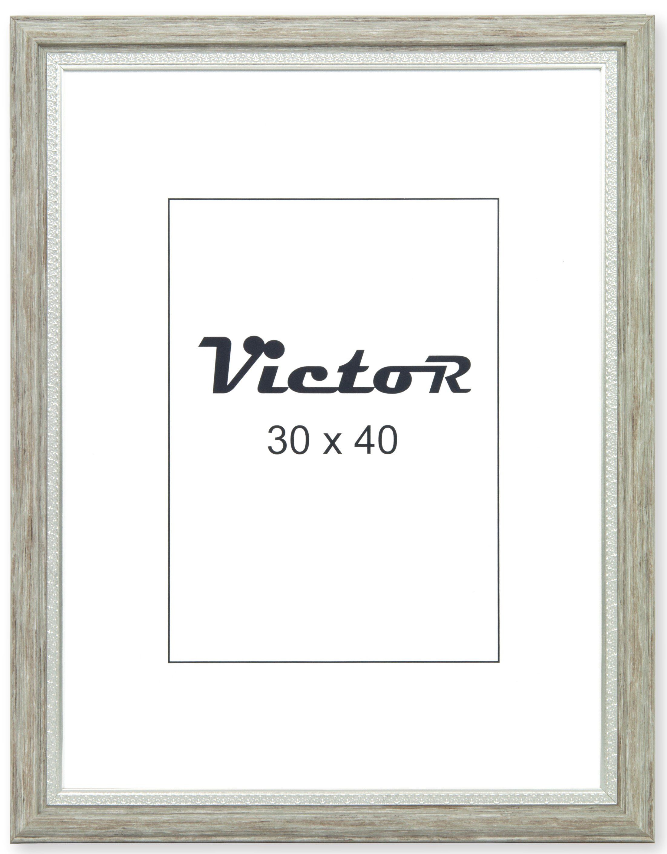 Victor (Zenith) Bilderrahmen Bilderrahmen \"Boho\" - Farbe: Grau - Größe: 30 x 40 cm, Bilderrahmen Grau 30x40 cm (A3), Bilderrahmen Vintage, Landhaus