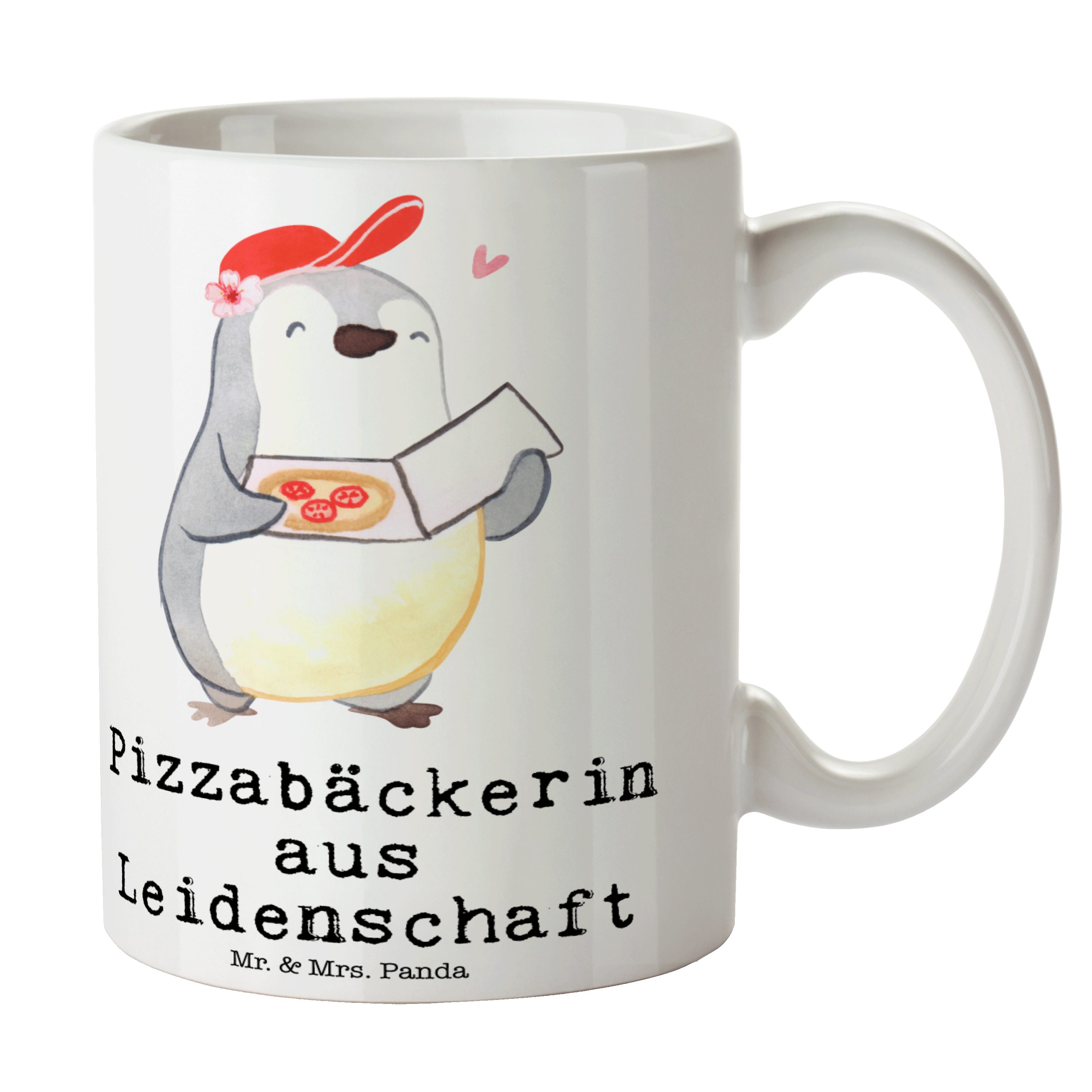 Mr. & Mrs. Panda Tasse Pizzabäckerin aus Leidenschaft - Weiß - Geschenk, Lieferdienstmitarbe, Keramik