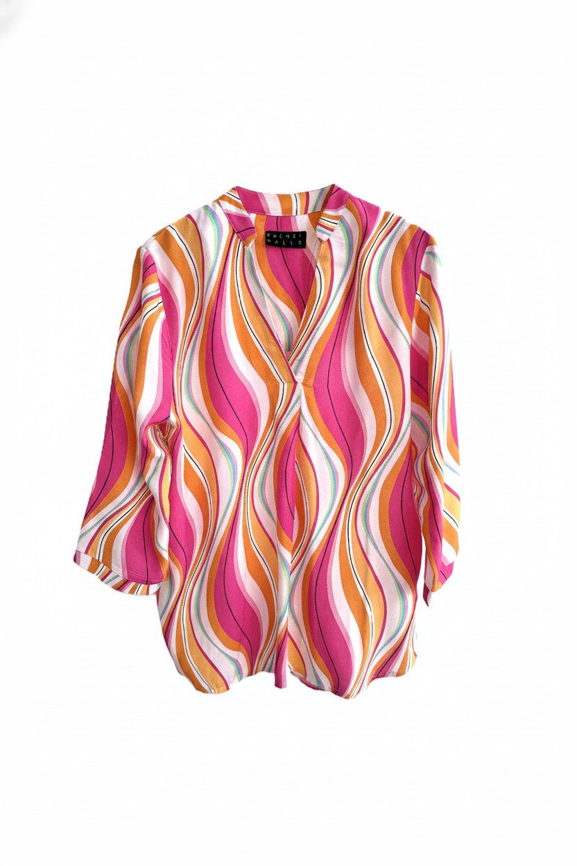 Zuckerwatte Druckbluse mit V-Ausschnitt aus softer Viskose günstig online kaufen