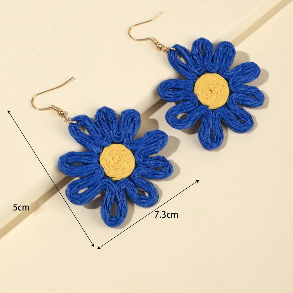 Ohrhänger Bohemian-Stil Holiday Blau Ohrringe Paar AUzzO~ Blumen-Ohrringe Damenschmuck Paar im