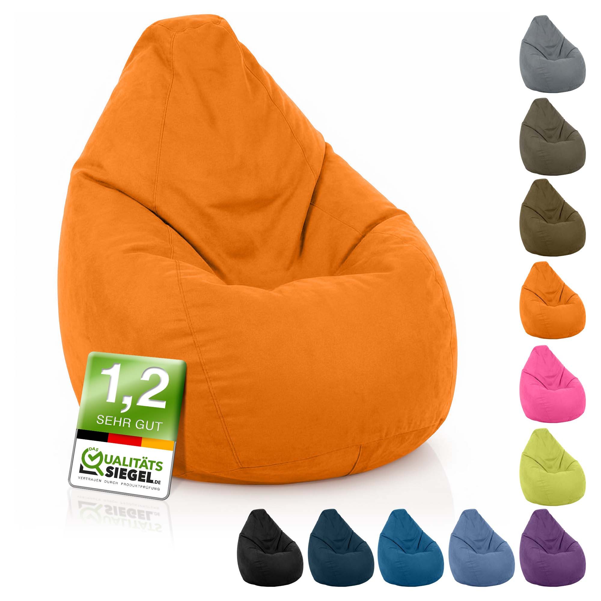 Green Bean Sitzsack Kinder Sitzsack Drop 60x60x90cm (mit Rückenlehne 60x60x90cm - Indoor Sitzkissen 220L EPS-Perlen Füllung, Kuschelig Waschbar), Bean Bag Bodenkissen Lounge Chair Sitzhocker Kindersitzsack