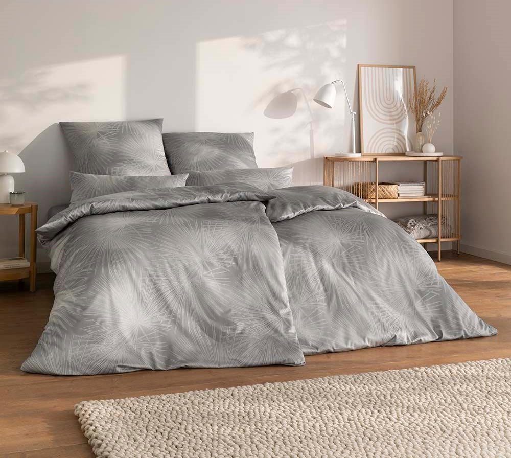 Estella Постельное белье Estella Mako-Satin Постельное белье 155x220 Candela grau Feuerwerk silber, Mako-Satin, 2 teilig