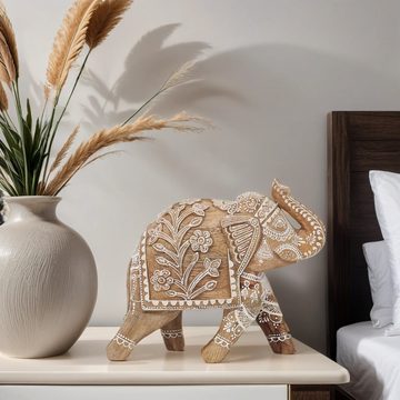 Marrakesch Orient & Mediterran Interior Dekofigur Elefant Dekoaufsteller aus Holz 20cm Figuren als Deko Tischdeko