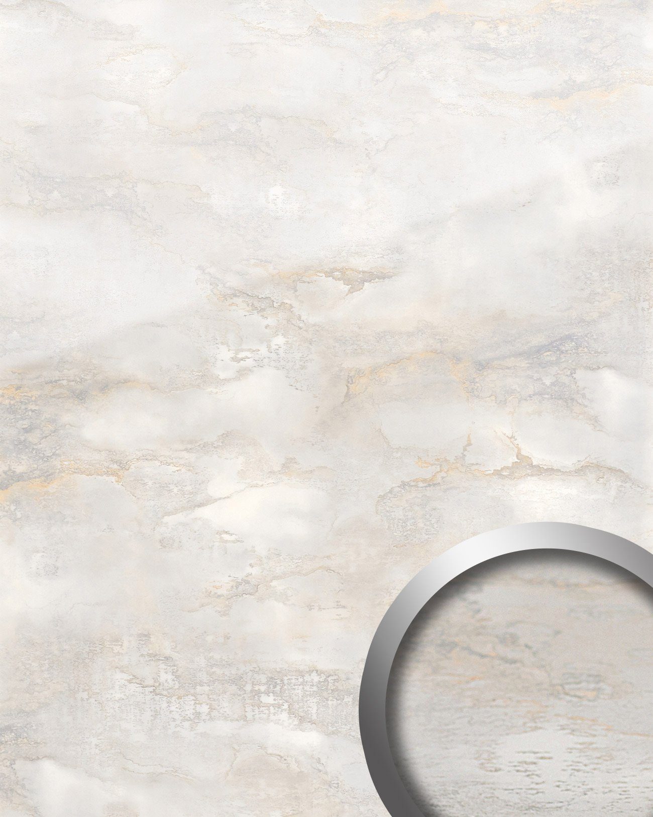 Wallface Dekorpaneele 23180 Wandverkleidung in Naturstein Optik glänzend weiß 2,6 m2, BxL: 100x260 cm, 2.6 qm, (Dekorpaneel, 1-tlg., Wandverkleidung in Naturstein Optik) selbstklebend, weiß, creme-weiß, glatt, abriebfest