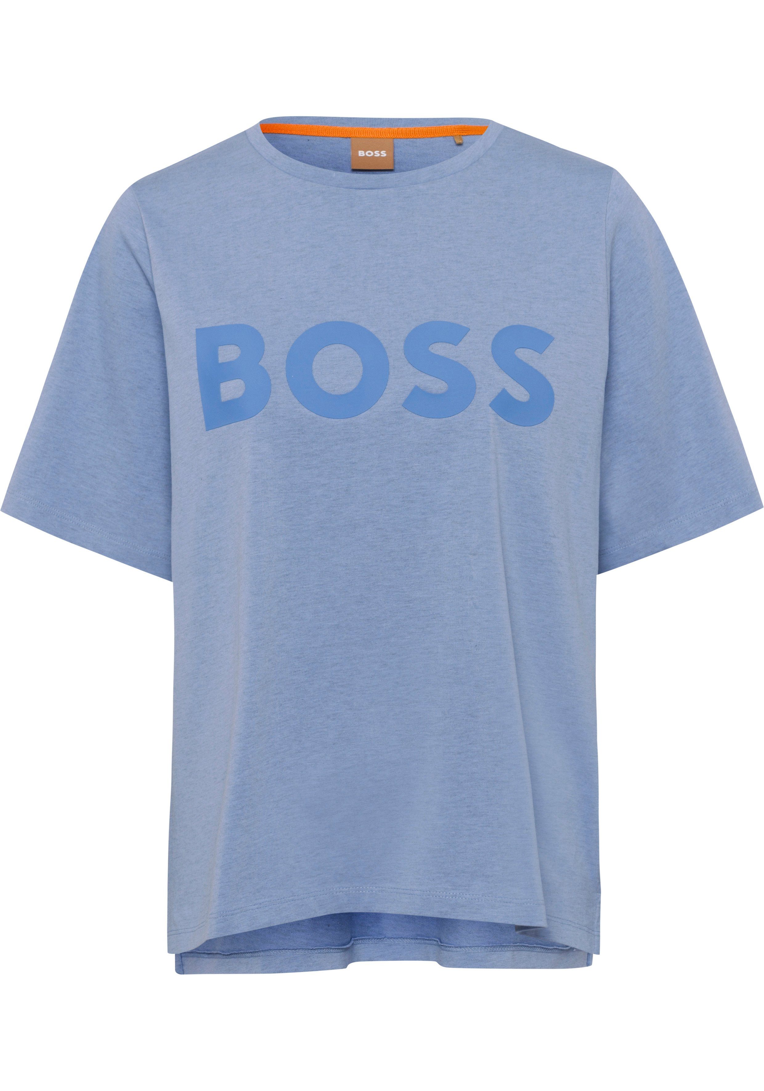 BOSS ORANGE T-Shirt mit BOSS-Kontrastband innen am Ausschnitt dunkelblau | T-Shirts