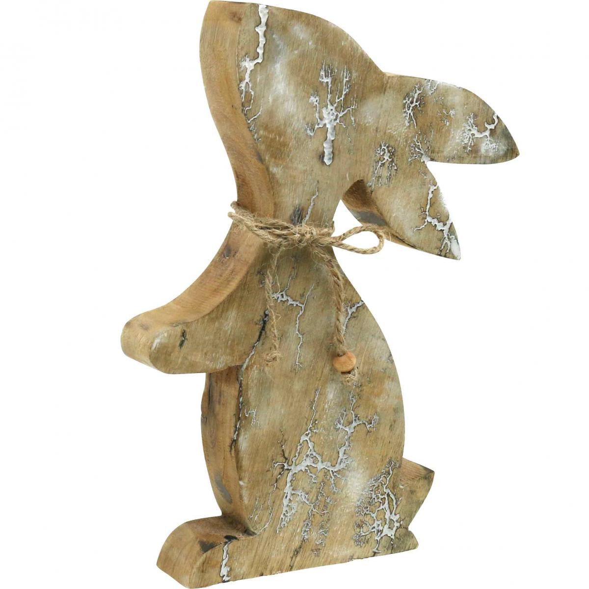 Viana Osterhase Holzhase Frühling Osterhase sitzend Osterdeko Shabby Chic Weiß
