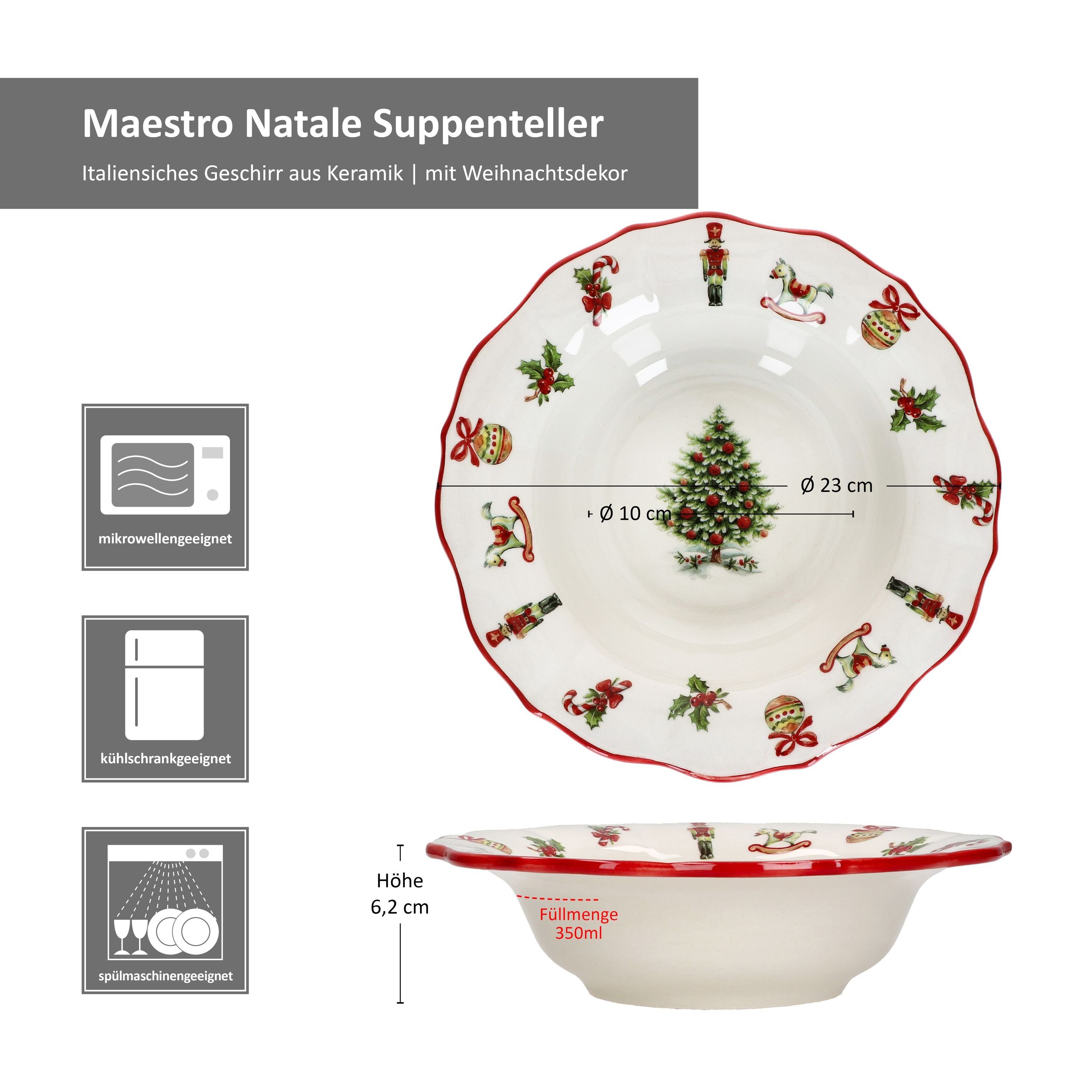 4x Suppenteller MamboCat Maestro Suppenteller Weihnachten Teller 350ml tiefe Pasta Natale