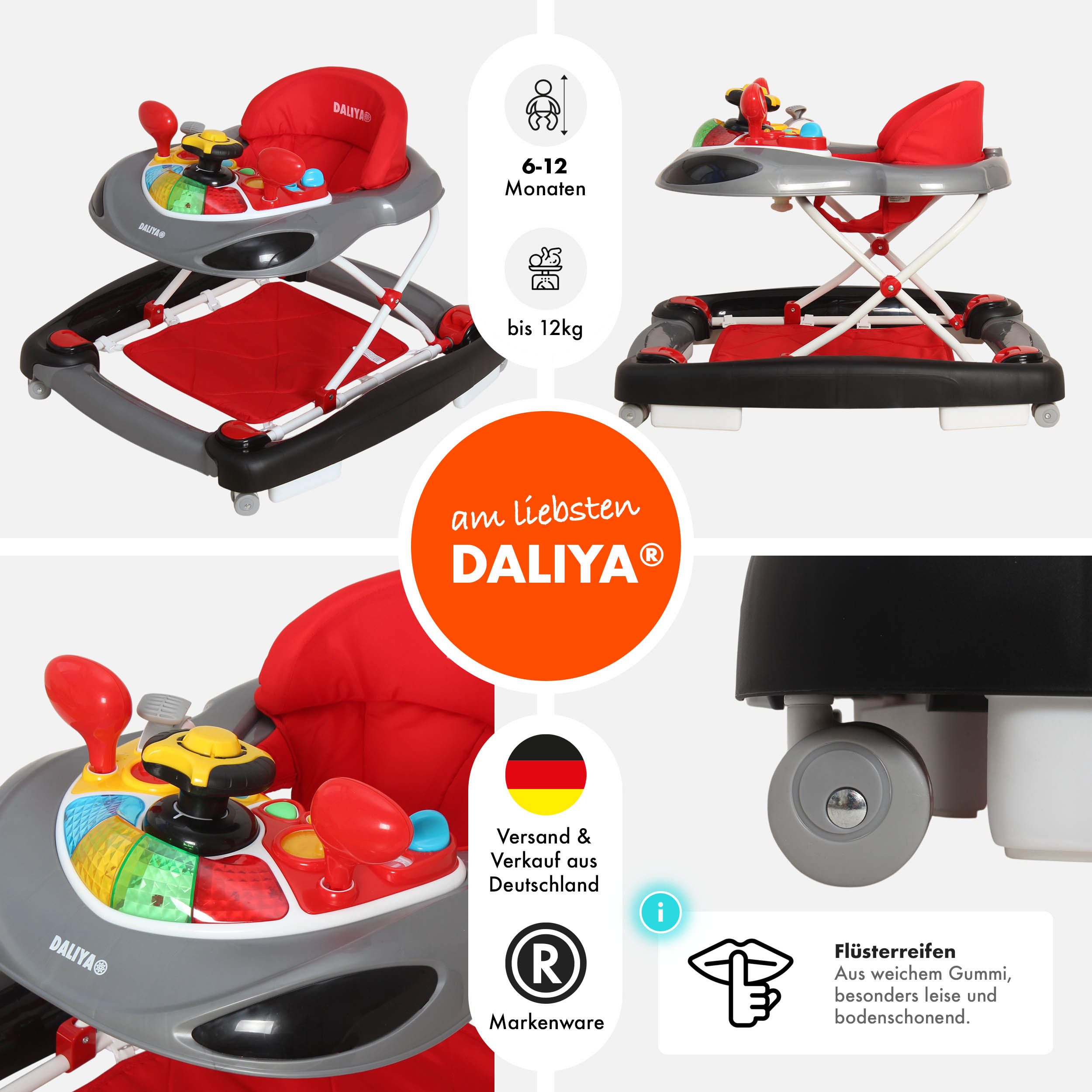 Daliya® Lauflernwagen BELLINO Lauflernhilfe mit Musik, Licht & Schaukelfunk günstig online kaufen