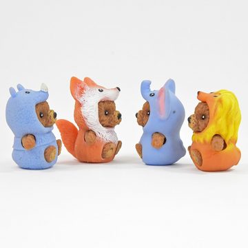 Kögler Spielfigur 4 x Dress-Up Teddybären Tier Klamotten TPR 7 cm Fuchs, Nashorn, Löwe, Elefant, (Set, 4-tlg)
