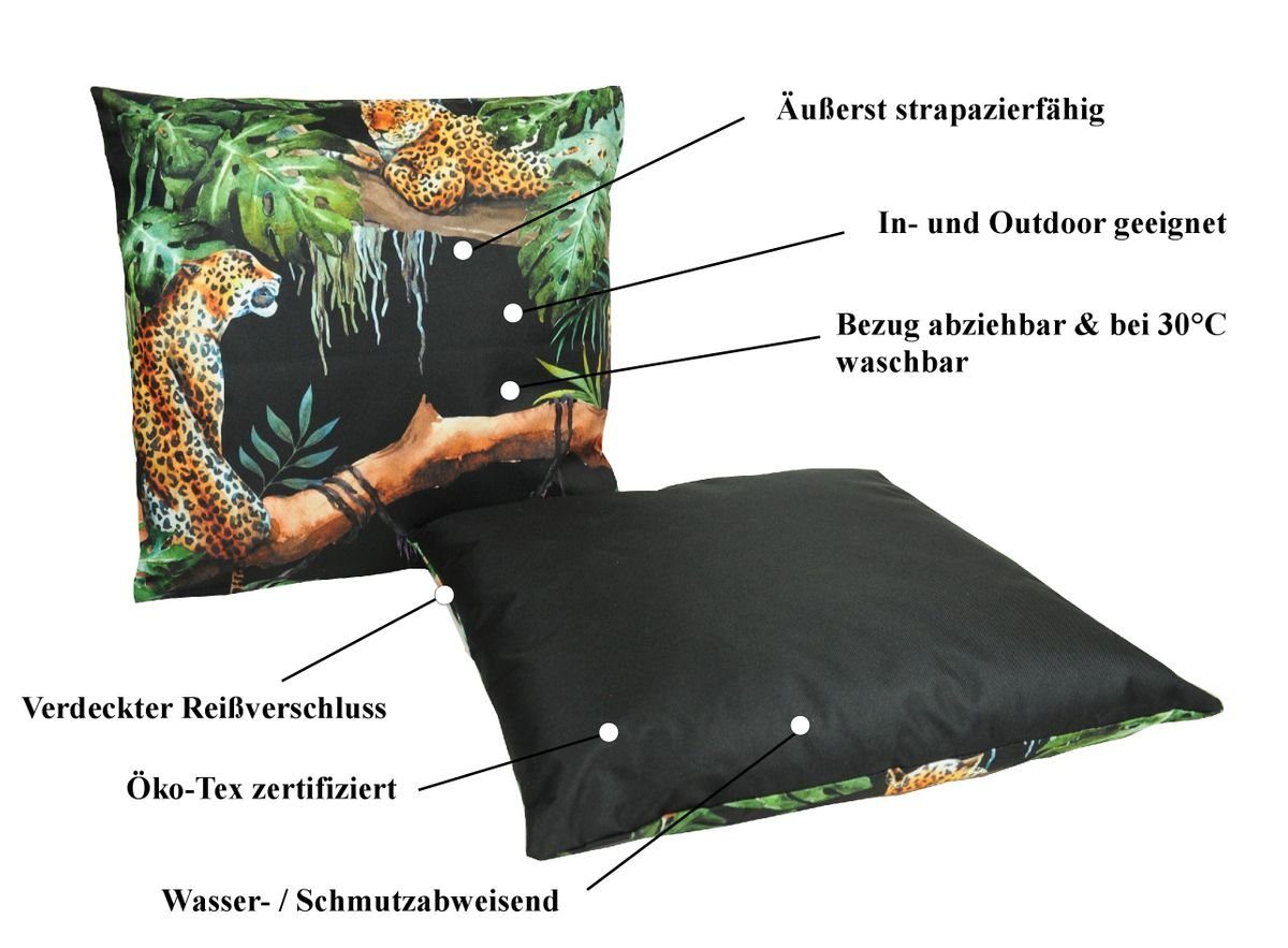 JACK Dekokissen JACK Outdoor Lounge Kissen 45x45cm mit Motiv inkl. Füllung Wasserfest, mit Lotus-Effekt, Robust, Strapazierfähig, für Innen & Außen geeignet