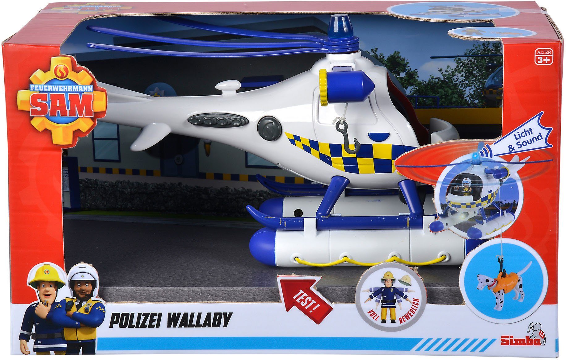 SIMBA Spielzeug-Hubschrauber Пожежний Сем, Polizei Wallaby, mit Licht- und Soundeffekten
