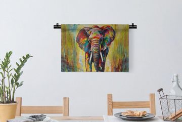 MuchoWow Wanddekoobjekt Elefant - Kunst - Malerei - Tiere - Regenbogen, Wanddeko für Wohnzimmer, Schlafzimmer, Kleid, Wandbehang, Kinderzimmer