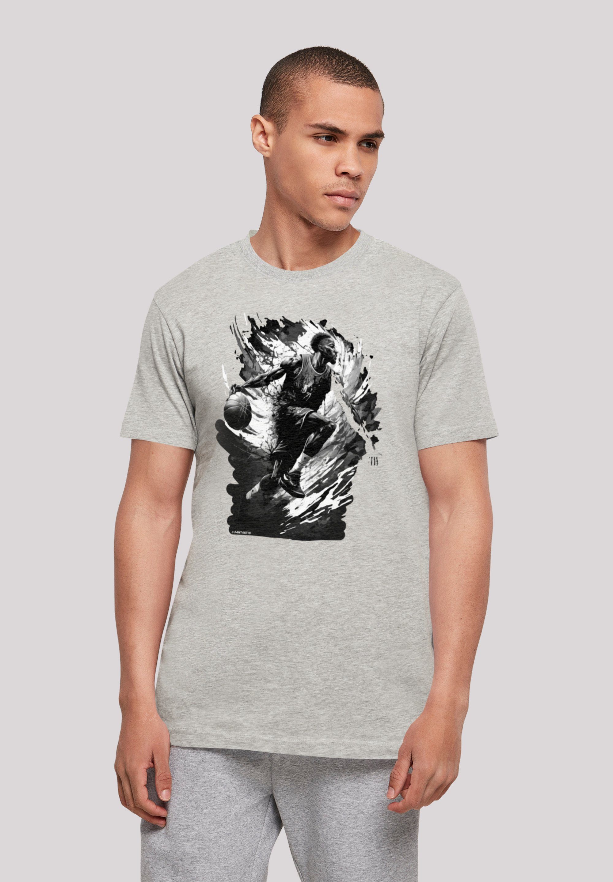 F4NT4STIC T-Shirt Basketball Splash Sport UNISEX Print heather grey | T-Shirts