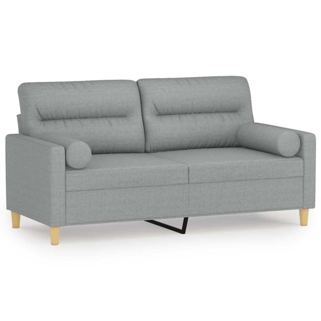 vidaXL Sofa 2-Sitzer-Sofa mit Zierkissen Hellgrau 140 cm Stoff günstig online kaufen