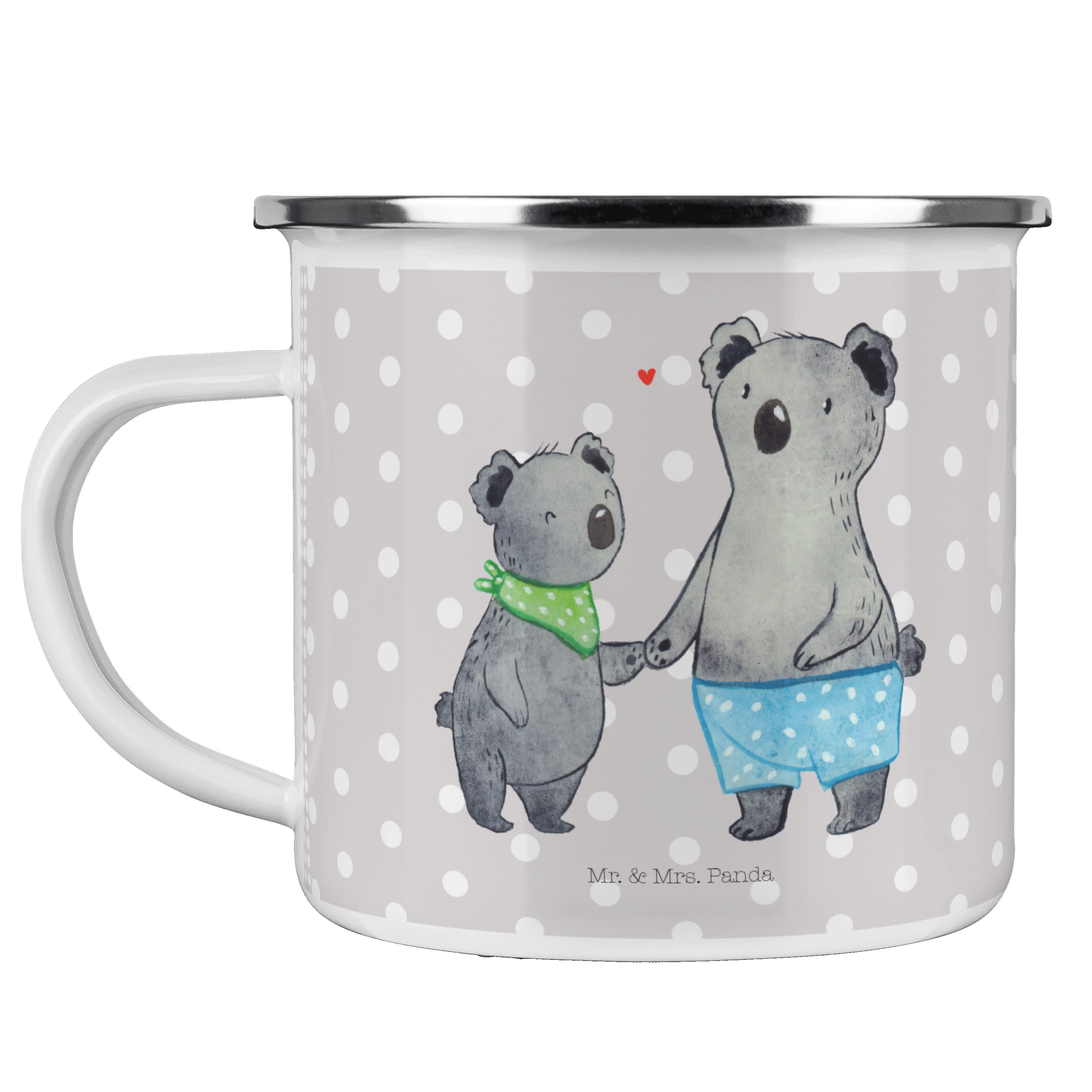 Mr. & Mrs. Panda - Koalas, Geschenk, Kleiner Grau Emaille - Pastell Becher Campi, Emaille Bruder Koala