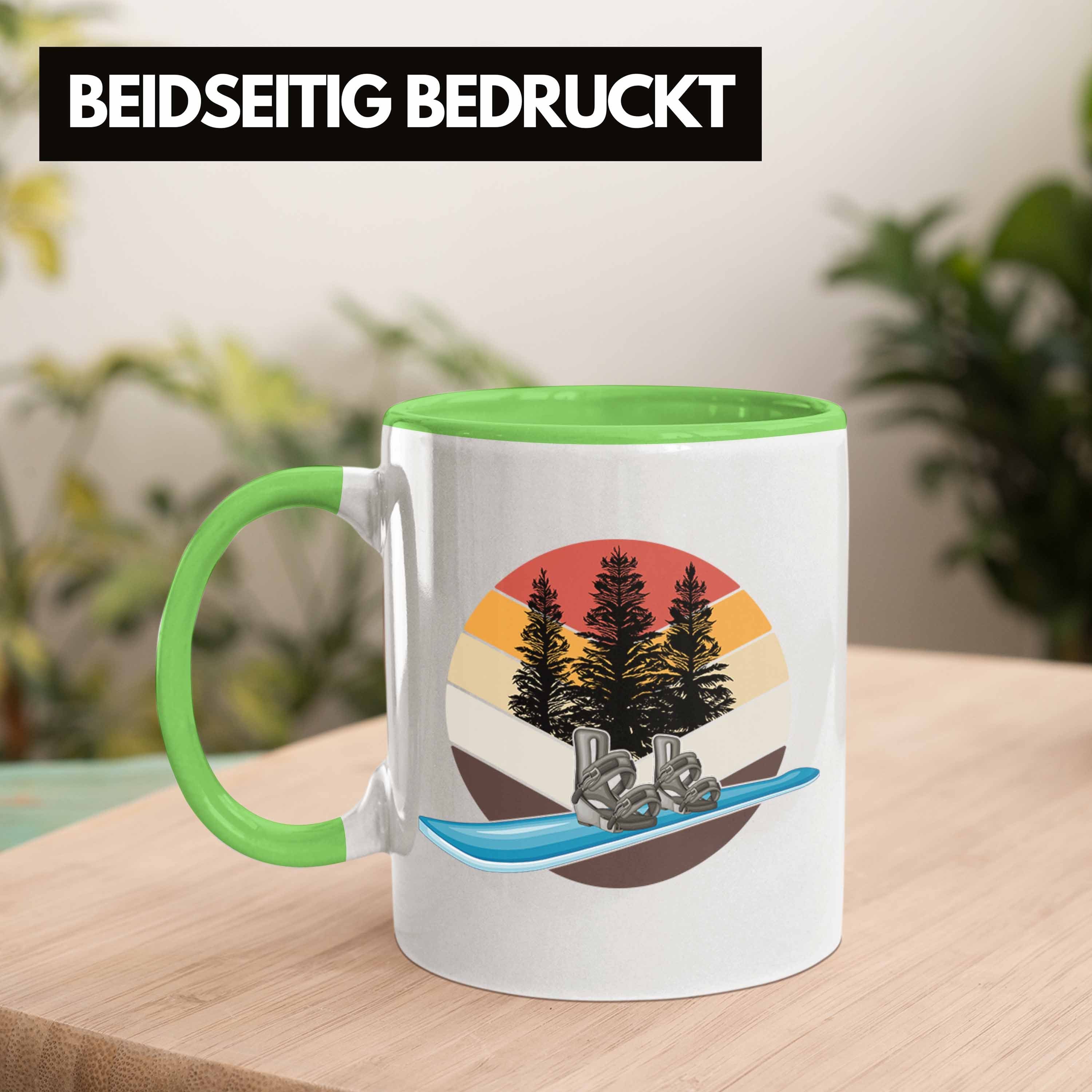 R Grafik Grün Snowboardfahrer Tasse Trendation Vintage Geschenk Geschenkidee Snowboard Tasse