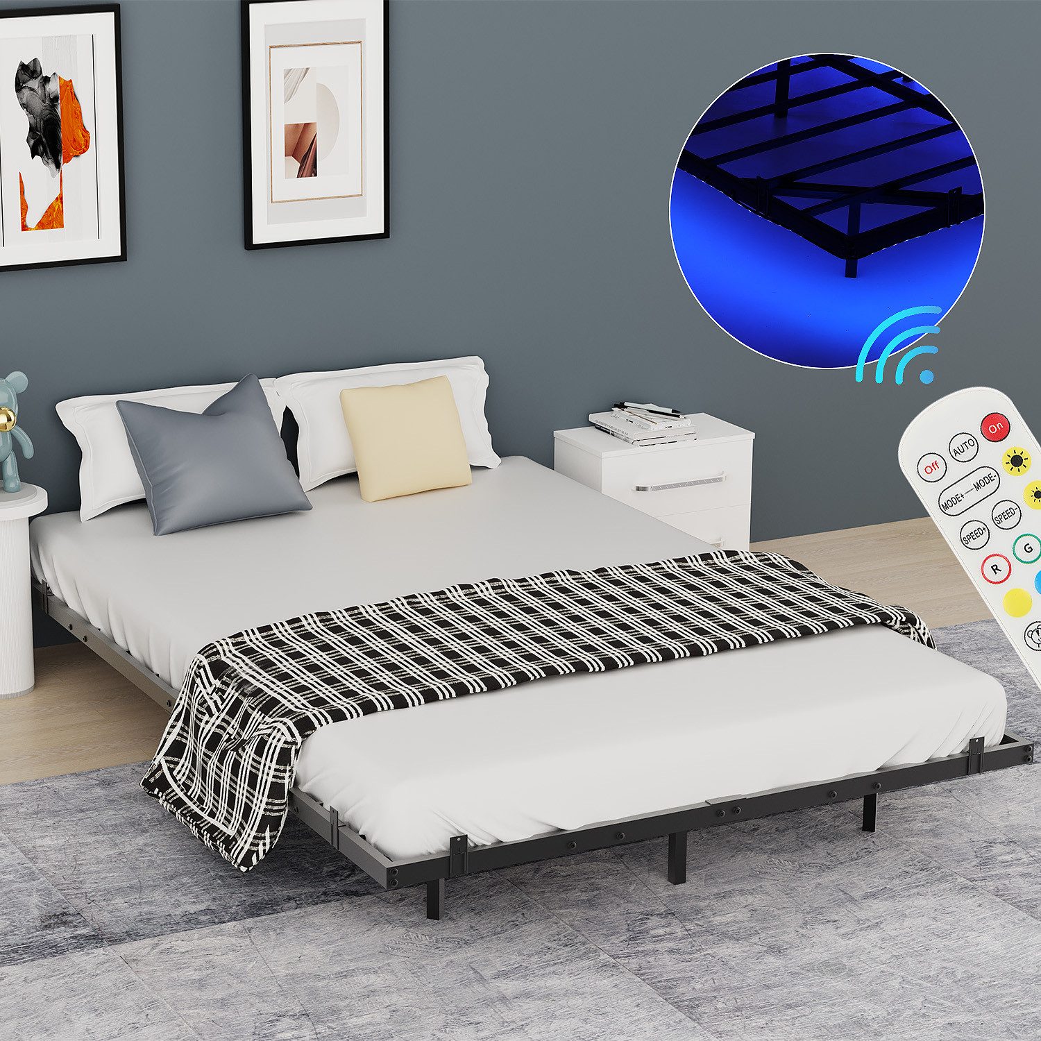 LETGOSPT Bettgestell Doppelbett Flach Bettgestell 140x200cm, günstig online kaufen