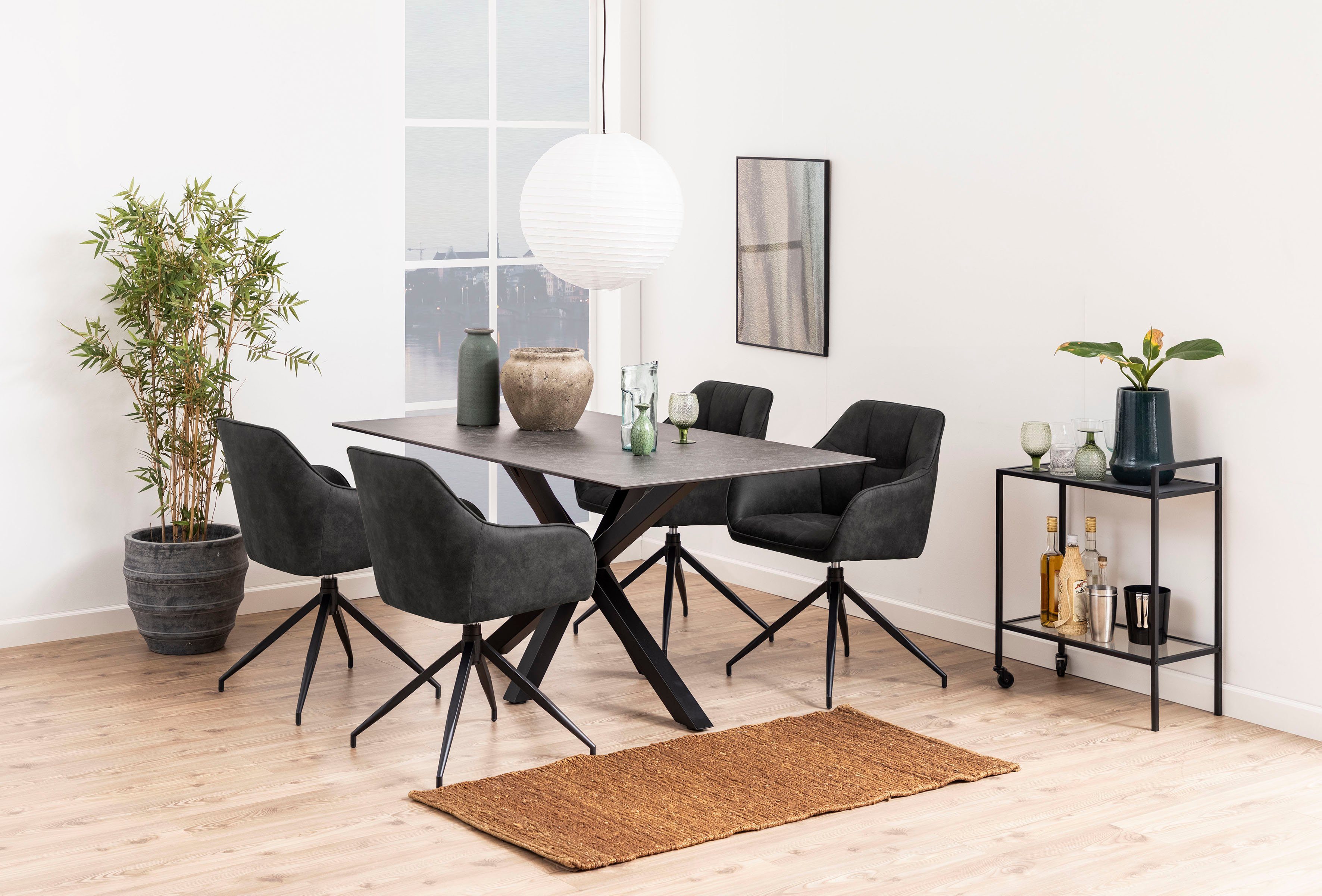 ACTONA GROUP Esszimmerstuhl Beate (1 St), mit edlem Samtstoff und modernen quadratischen Nähten