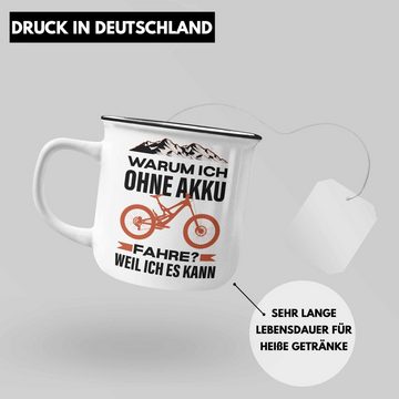 Trendation Thermotasse Trendation - Fahrradfahrer Geschenk Emaille Tasse mit Spruch Rennrad Mountainbike Geschenkidee Radfahrer Lustig