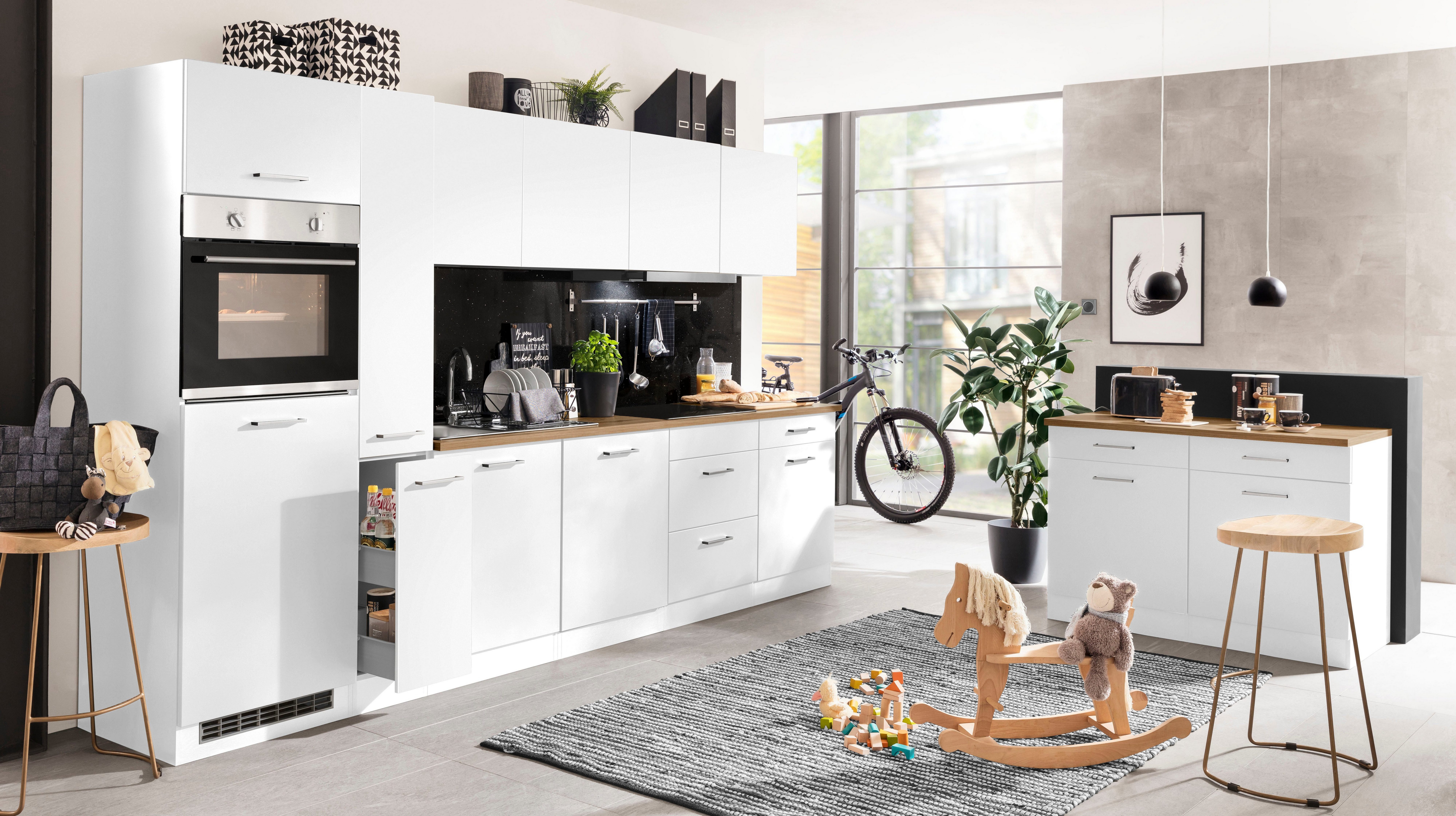 KOCHSTATION Küchenzeile KS-Kehl, mit E-Geräten, Breite 330 cm, inkl. Kühlschrank