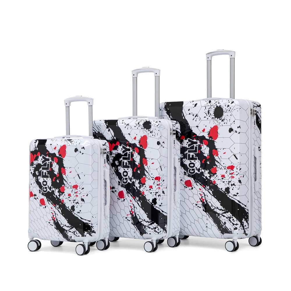 MODFU Kofferset 20"/24"/28" 1-3‑teiliges, 12 Rollen, (Handgepäck‑Koffer mit bedrucktem Muster und Zahlenschloss, 1 tlg), PC‑Spinner‑Rad‑Koffer