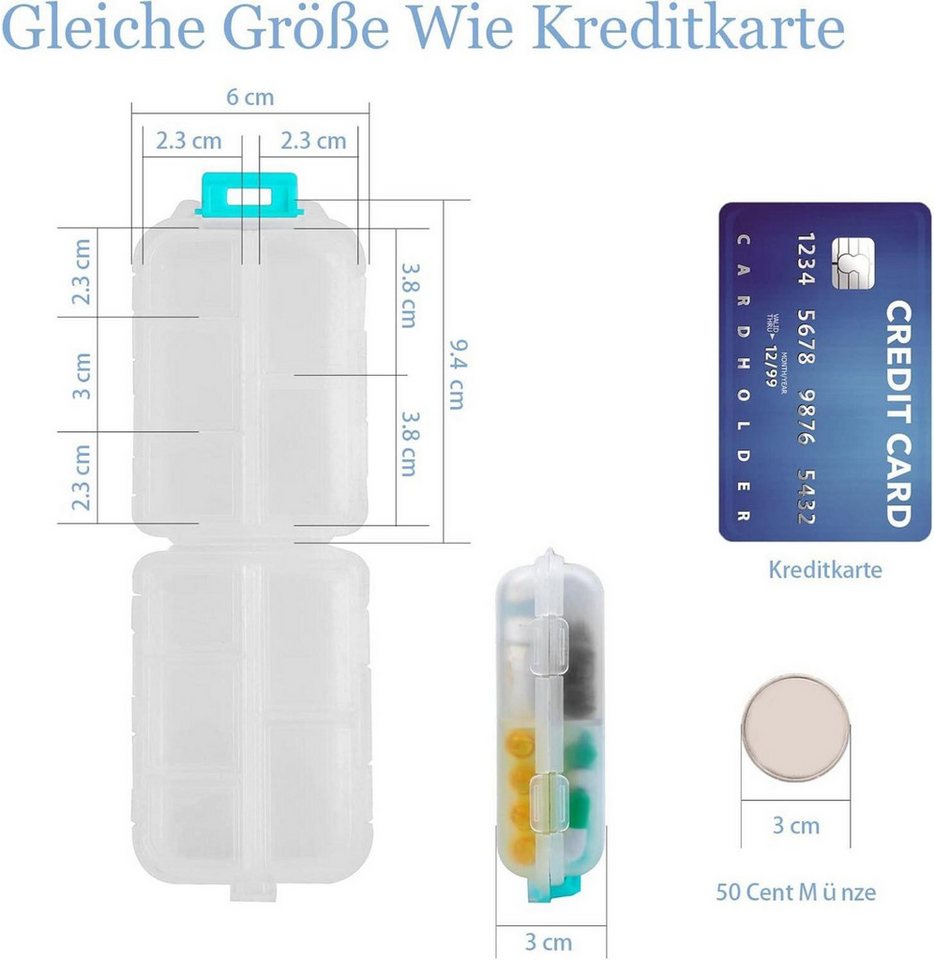 Thumbnail - LuxusKollektion Pillendose Tablettenbox 7 Tage Medikamentenbox 10 Fächer Leicht Zu Öffnen