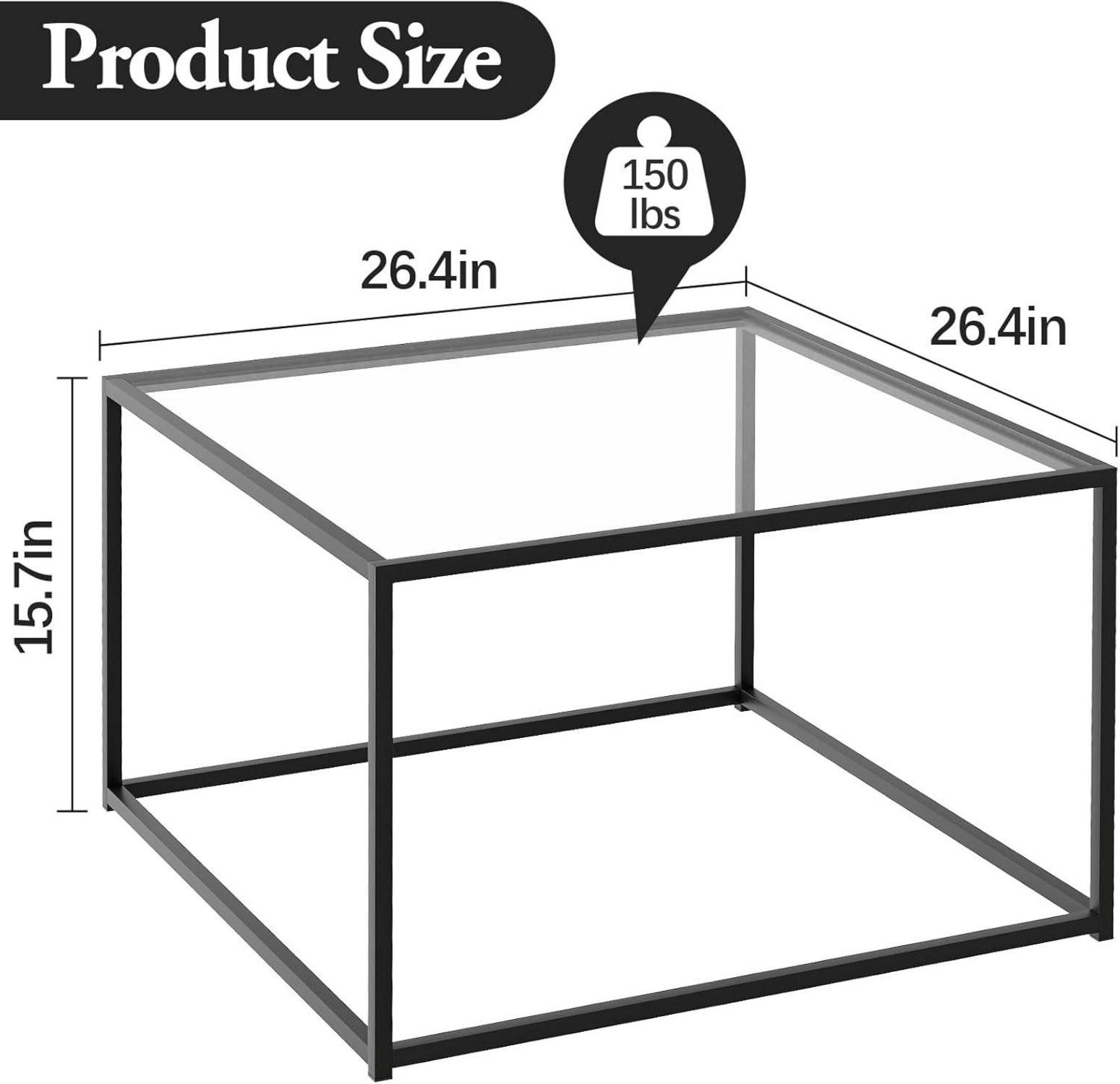 LuxusKollektion Couchtisch Couchtisch Schwarz Glas Quadrat günstig online kaufen
