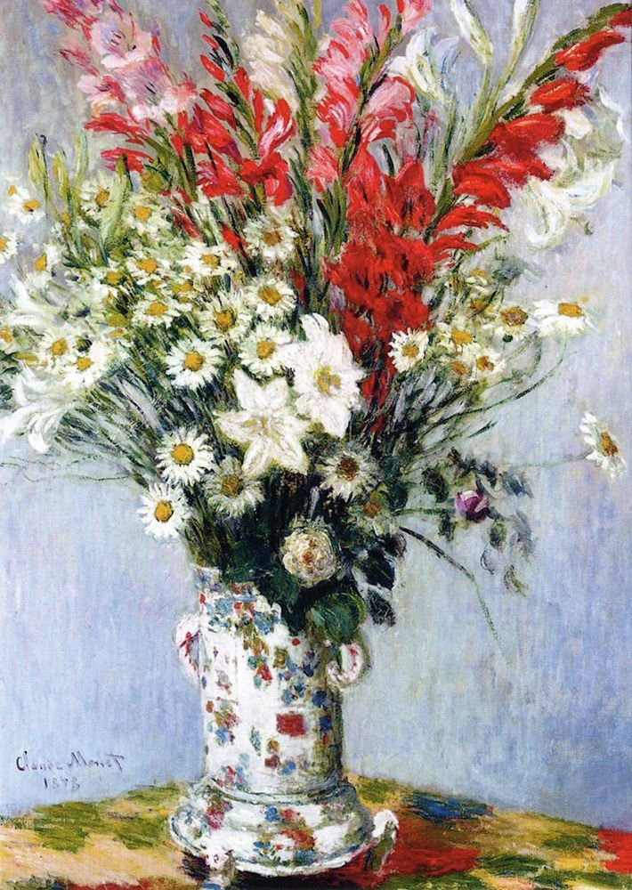 Postkarte Kunstkarte Claude Monet "Vase mit Blumen"