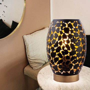 etc-shop LED Tischleuchte, Leuchtmittel inklusive, Warmweiß, Farbwechsel, Tisch Leuchte dimmbar schwarz gold Stanzungen Lampe