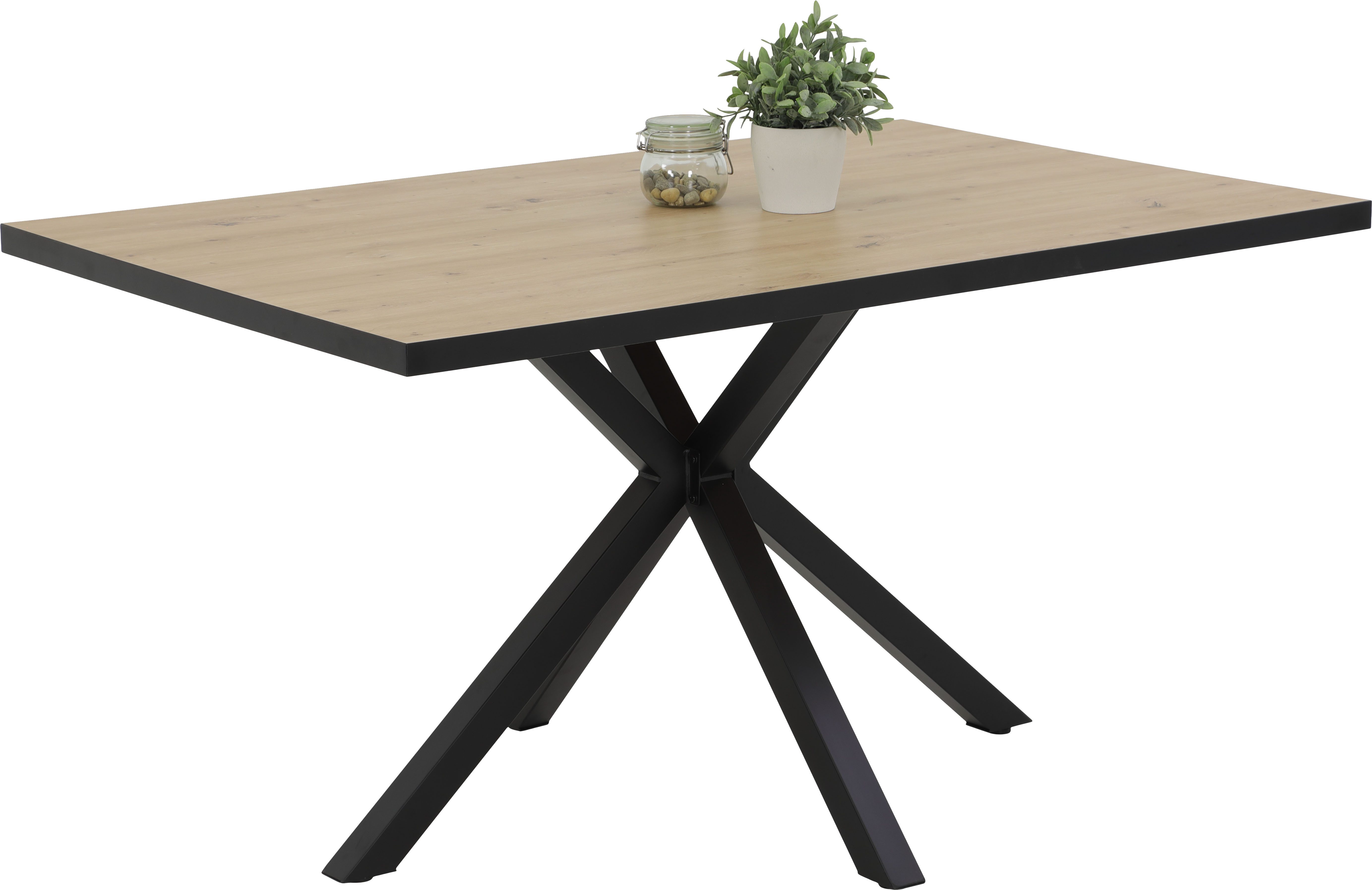 HELA Essgruppe SPREE, (4-tlg), Esstisch 140x90 cm mit Dickkante, Microfaserbezug