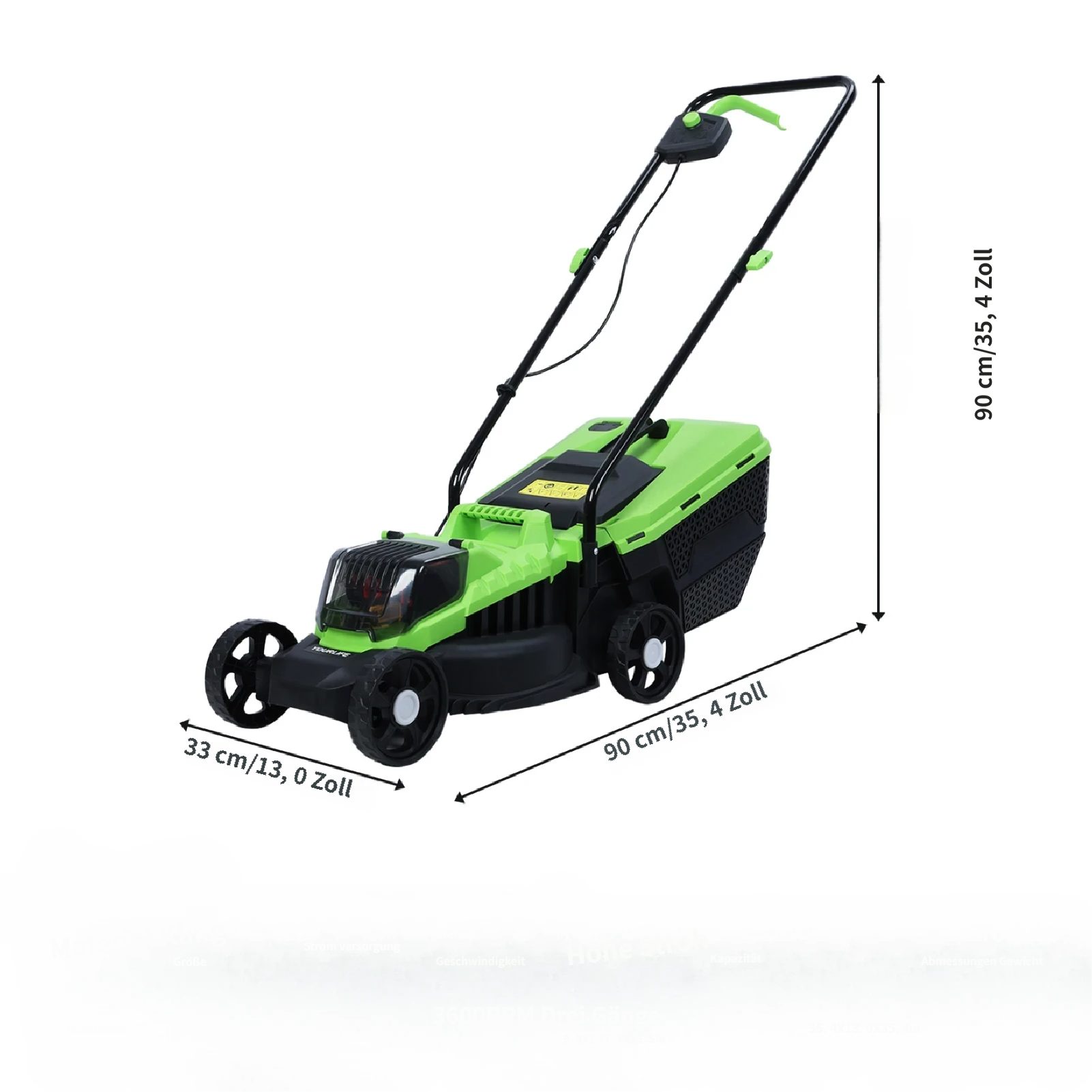 Rutaqian Electric Lawn Mower 1600 W Electric Lawn Mower Lawn Mower, Walk-Behind Lawn Mower, 32 cm Cutting Width, Self-Propelled Lawn Mower with Improved Brushless Motor
