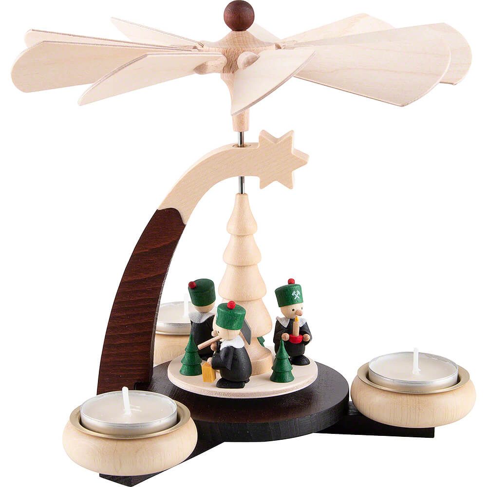 Ullrich Kunsthandwerk Weihnachtspyramide 1-stöckige Pyramide naturfarben Bergleute (19cm) von Ullrich Kunsthand
