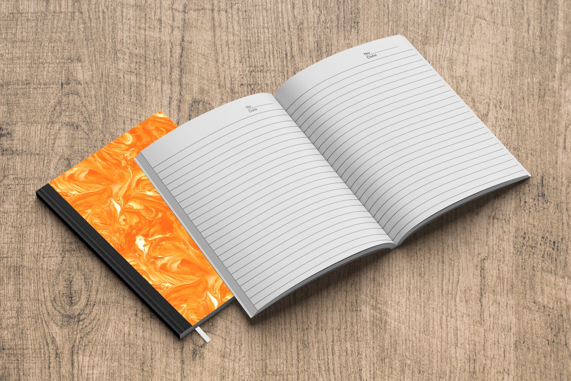MuchoWow Haushaltsbuch Merkzettel, - 98 Marmor Tagebuch, A5, Seiten, Farbe, Notizbuch - Journal, Orange Notizheft,