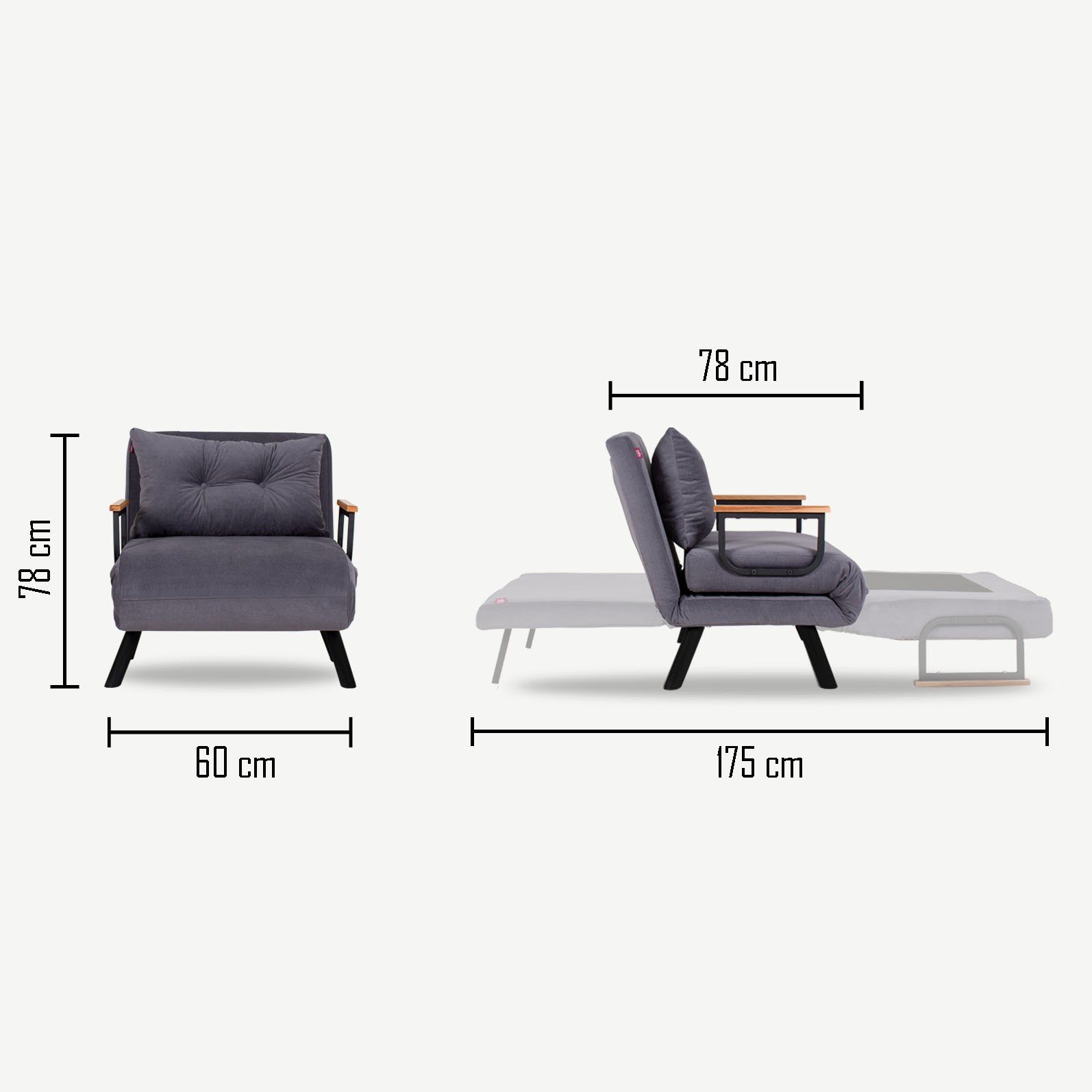 100% Sofa Rahmen: FTN2313, Skye Decor Schlafsofas, Metall Grau,