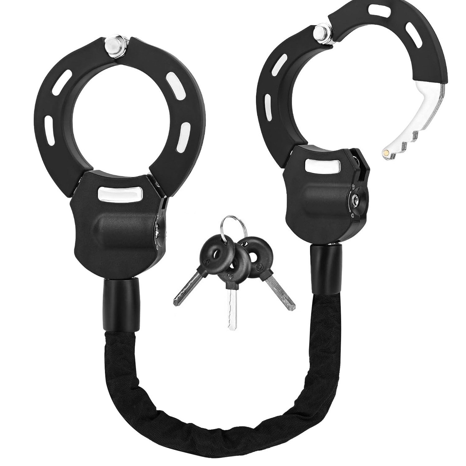wohnTRAUM24 Kettenschloss E Scooter Schloss,Fahrradschloss für E Scooter mit Gummi-Lock-Hülse (Set, 1-tlg., Kratzschutz, inkl. 3 Schlüssel), Universalität, 360° drehbar, Silikonbeschichtung, 90 cm
