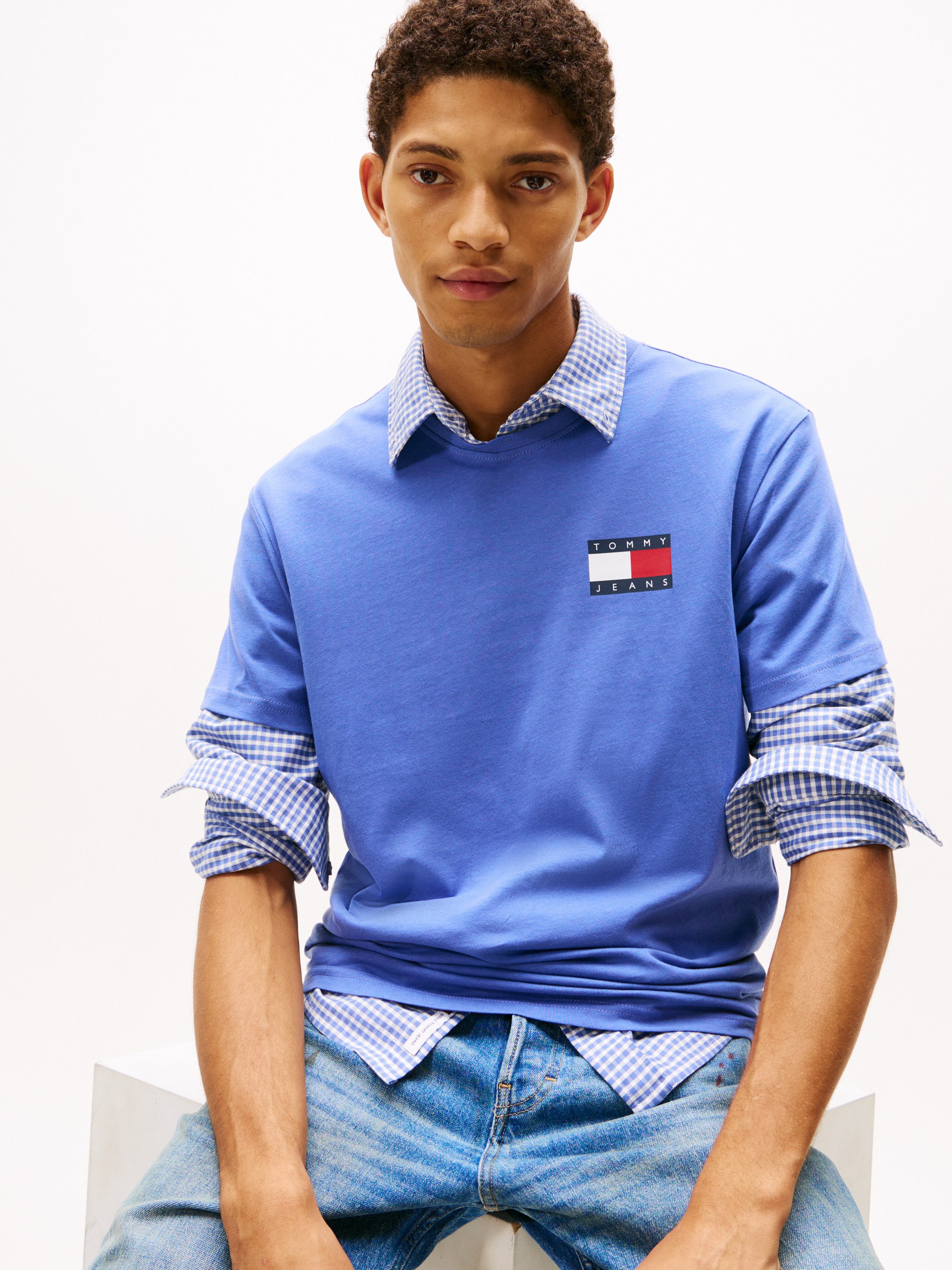 Tommy Jeans T-Shirt TJM SLIM ESSENTIAL FLAG TEE EXT Mit Rundhalsausschnitt günstig online kaufen