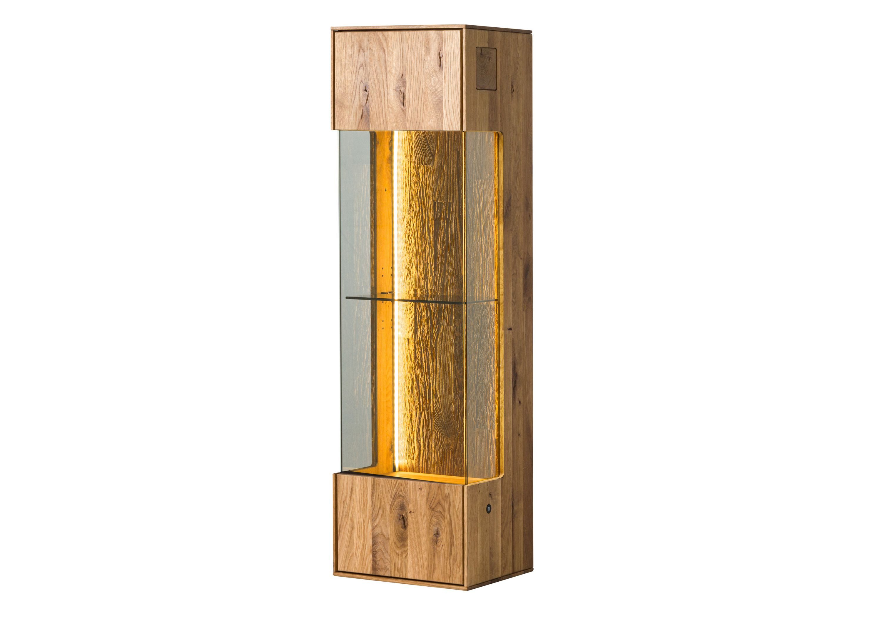 Massivmoebel24 Hängevitrine WIEN (Wildeiche 37x32x130 natur geölt WIEN #232) Wildeiche 37x32x130 natur geölt WIEN #232