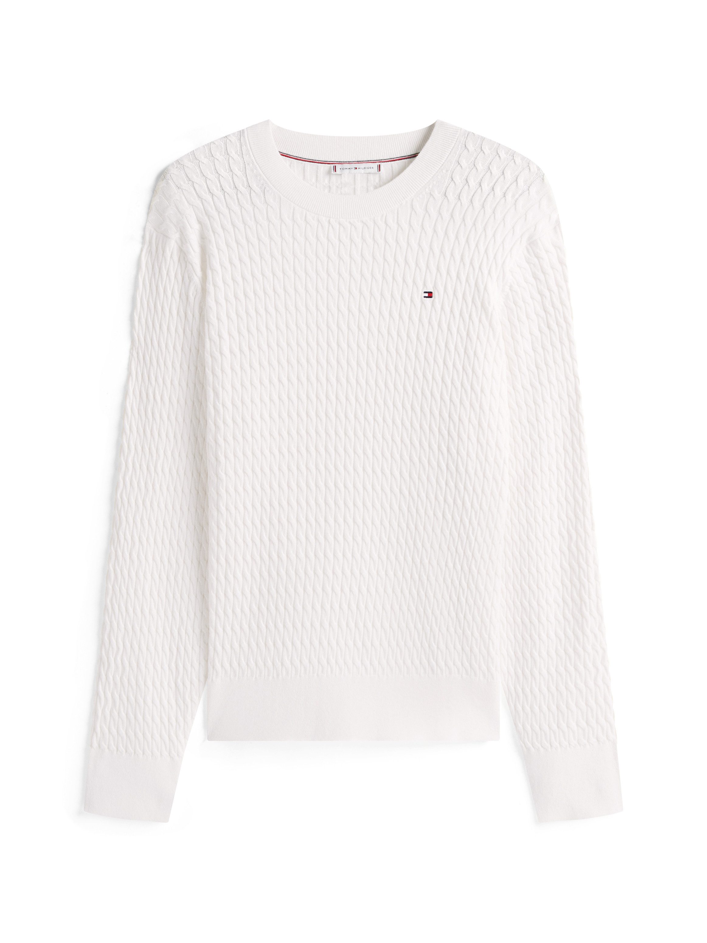Tommy Hilfiger Curve Strickpullover CRV CO CABLE FINE GG C-NK LS SWT in großen Größen, mit Zopfmuster