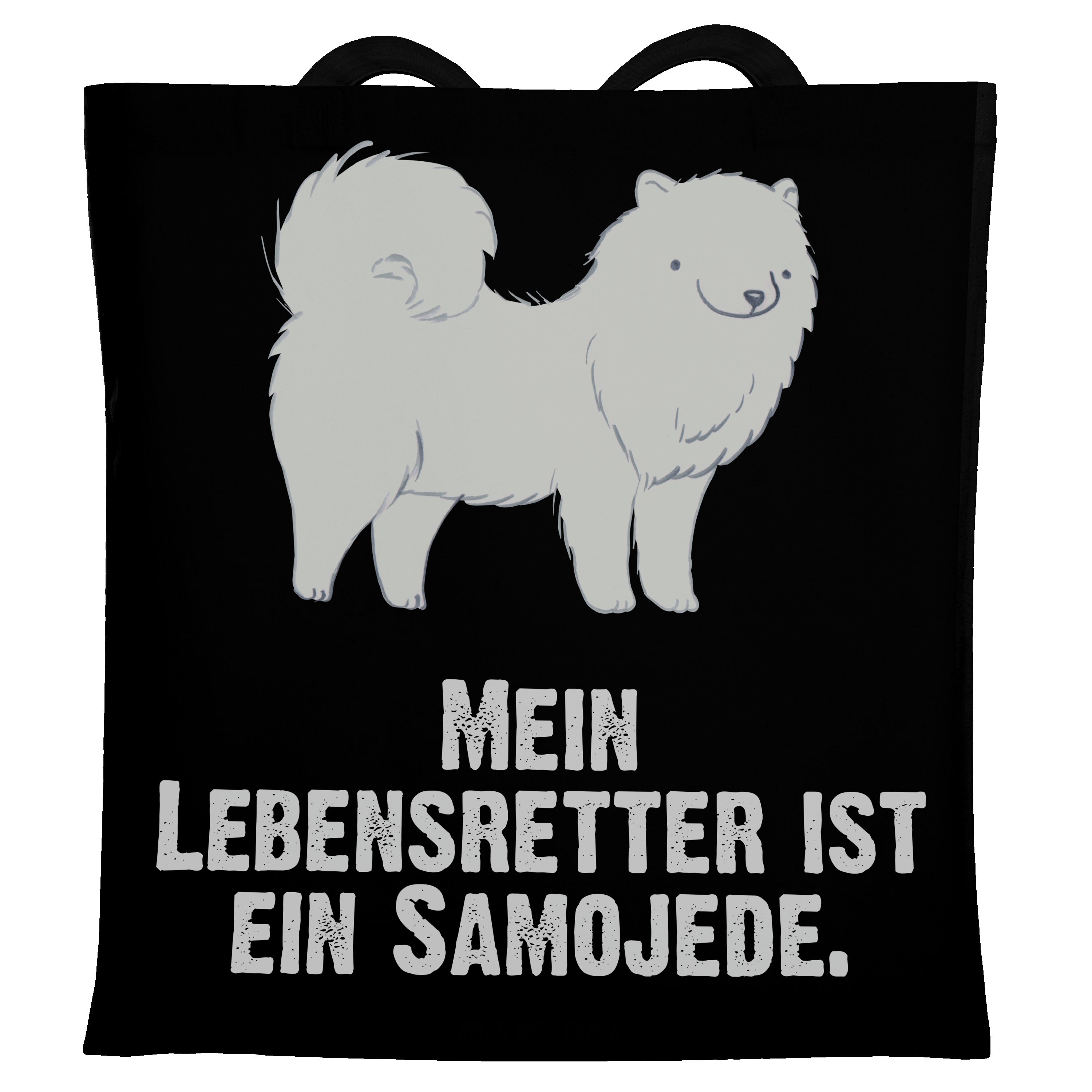 Lebensretter - Stoffbeutel (1-tlg) Geschenk, Mr. Schwarz Tragetasche & Beuteltasche, Mrs. - Samojede Panda