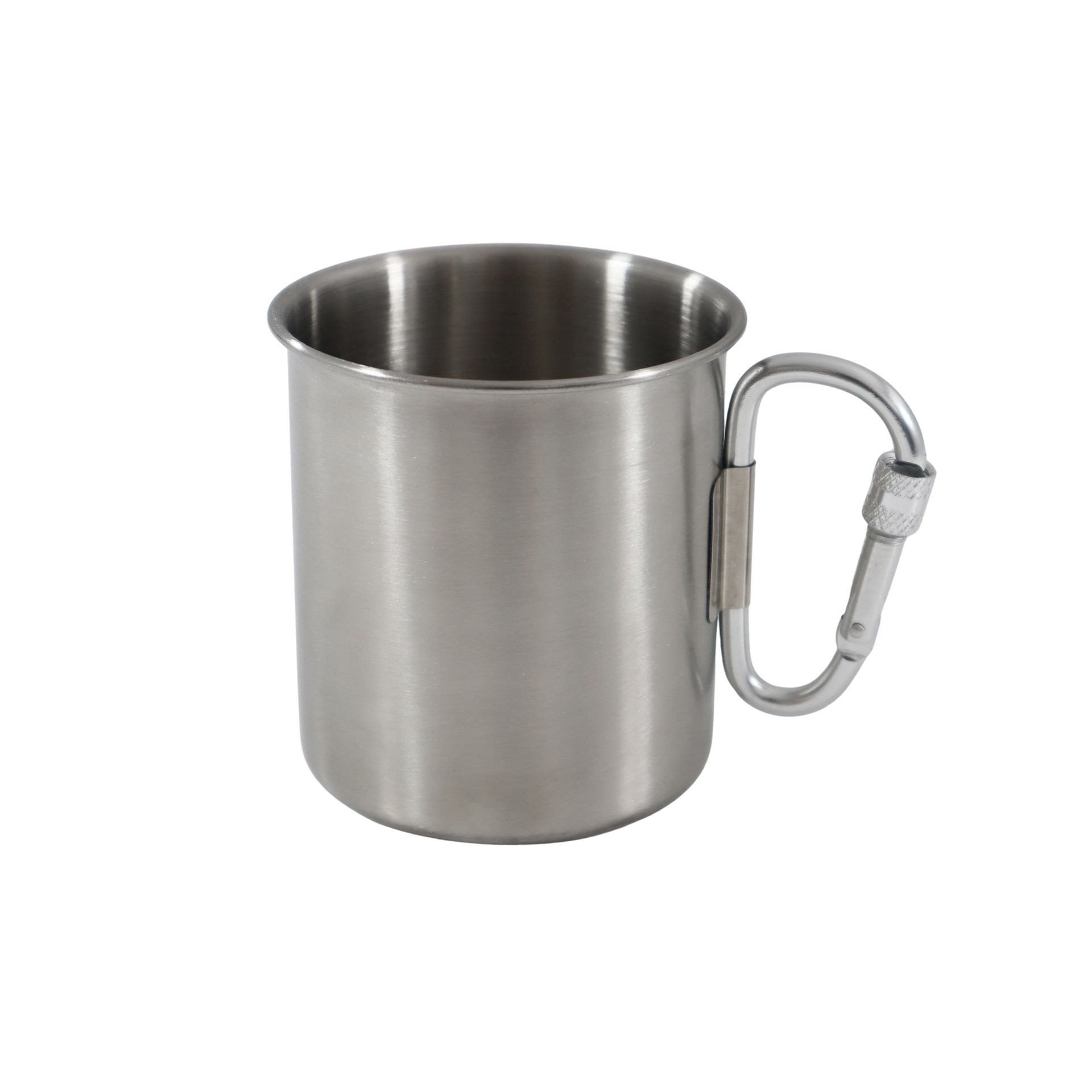 BasicNature Becher BasicNature Edelstahlbecher mit Karabinergriff 300 ml