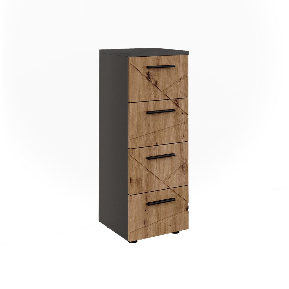 Vicco Midischrank Irma, Anthrazit/Artisan, 30 x 81 cm mit 4 Schubladen günstig online kaufen