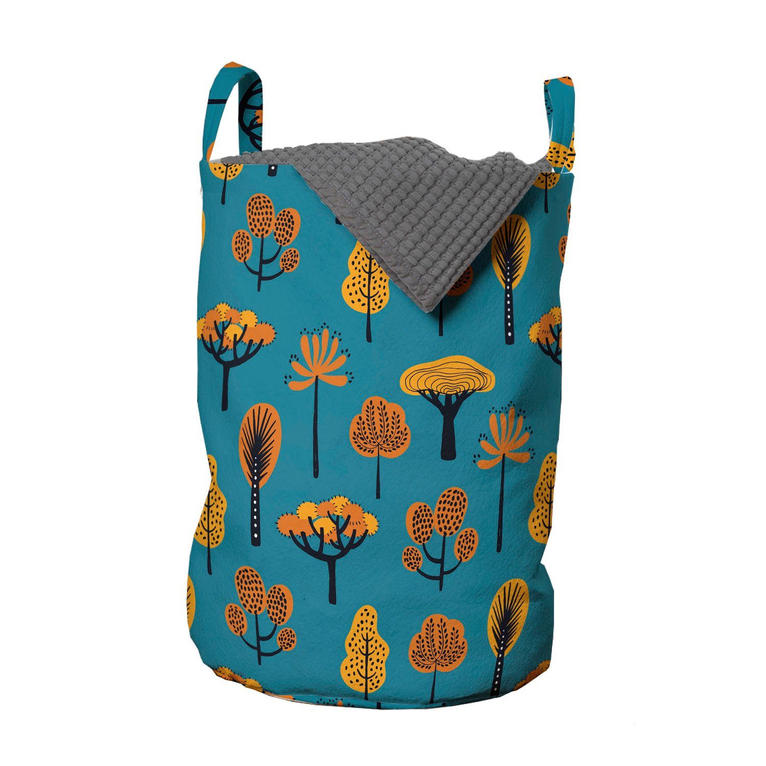 Abakuhaus Wäschesäckchen Wäschekorb mit Griffen Kordelzugverschluss für Waschsalons, Tropisch Exotische Herbstsaison Bäume